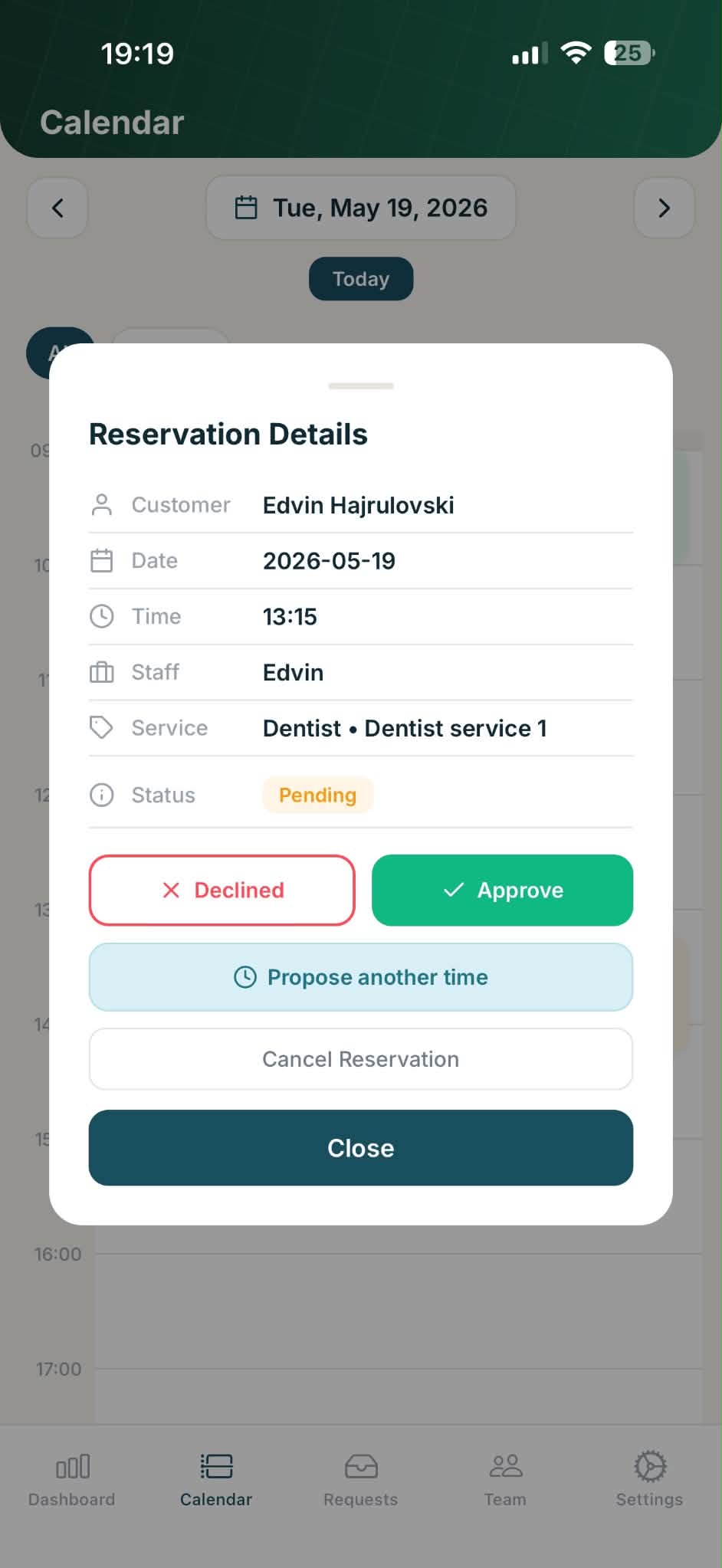 Spot MK reservation detail screen