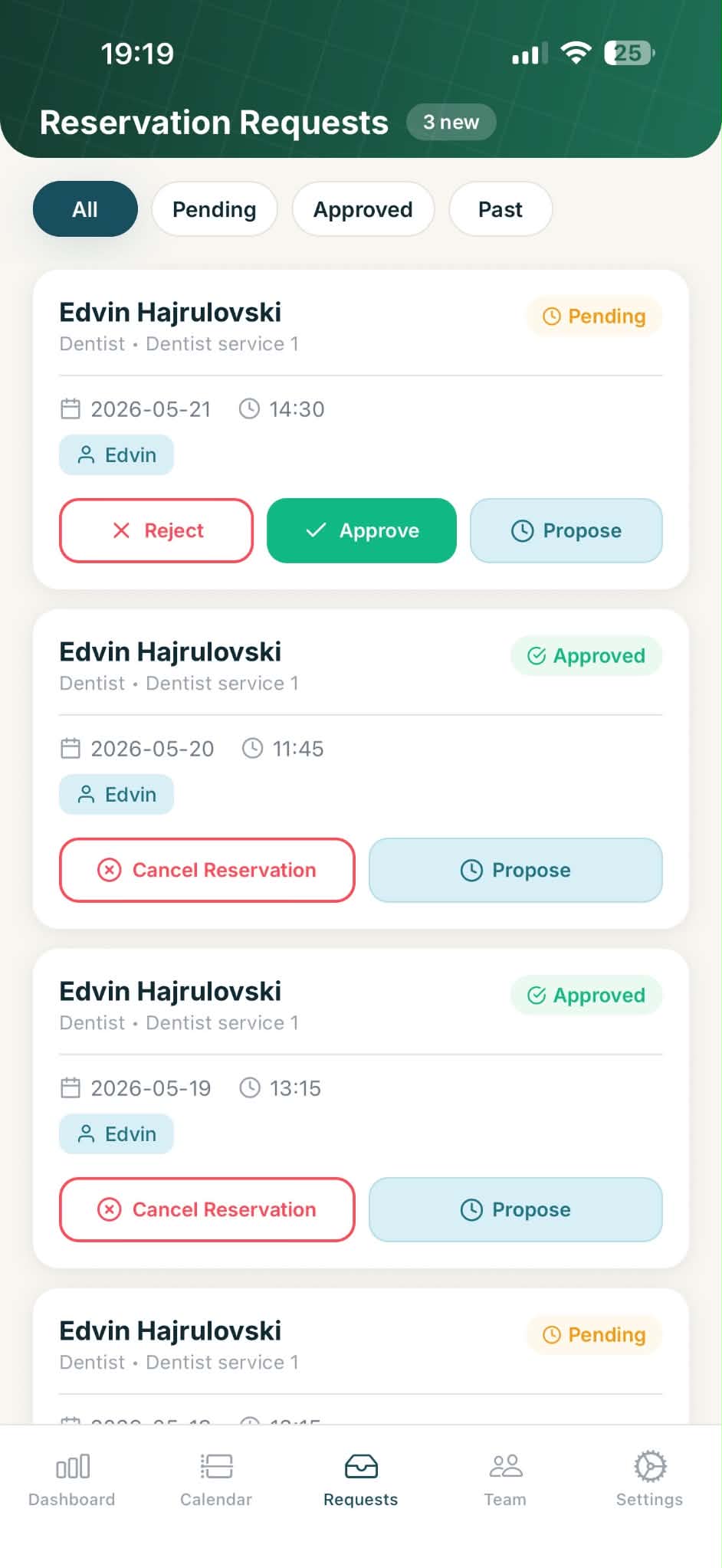 Spot MK reservation requests screen